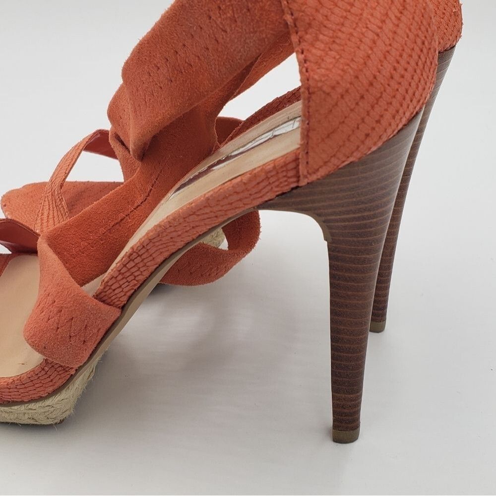 Halston Orange Espadrille Platform Pumps Size 10 - Picture 11 of 15